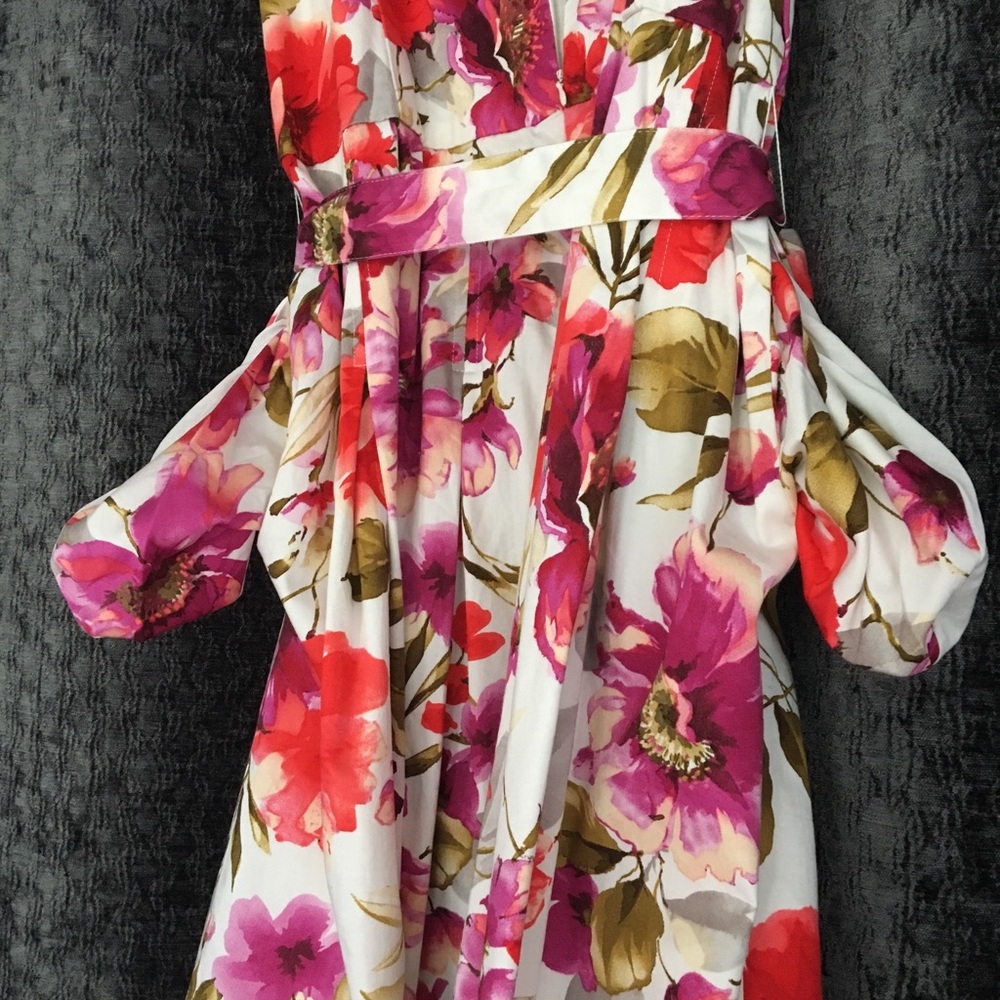 Sandra Darren dress flora print fit & flare Size12 - Picture 6 of 8